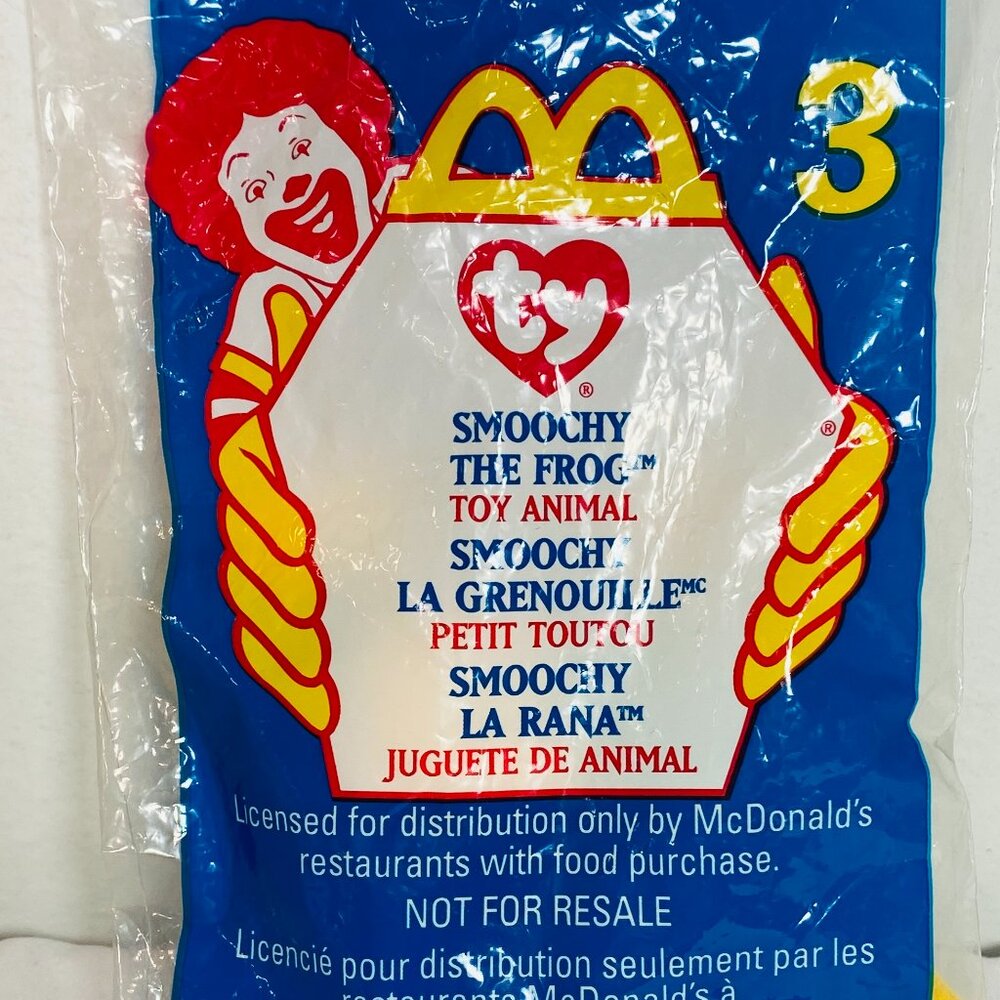 VNTG SMOOCHY THE FROG Tag Error Ty Teenie Beanie Baby McDonald's #3 1999 Sealed